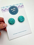 Aqua Glitz Maxi Studs (Rounded)