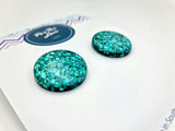 Aqua Glitz Maxi Studs (Rounded)