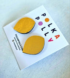 Gold Leaf Leather Statement Studs - by Polka Polly