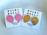 Gold Leaf Leather Statement Studs - by Polka Polly